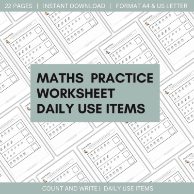 Printable Maths Practice Worksheet Count and Write Daily Use Items